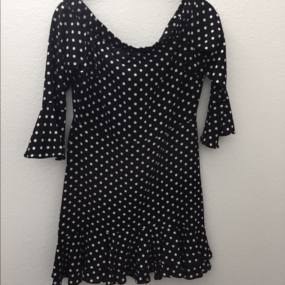 Topshop Spot Frill Bardot Dress